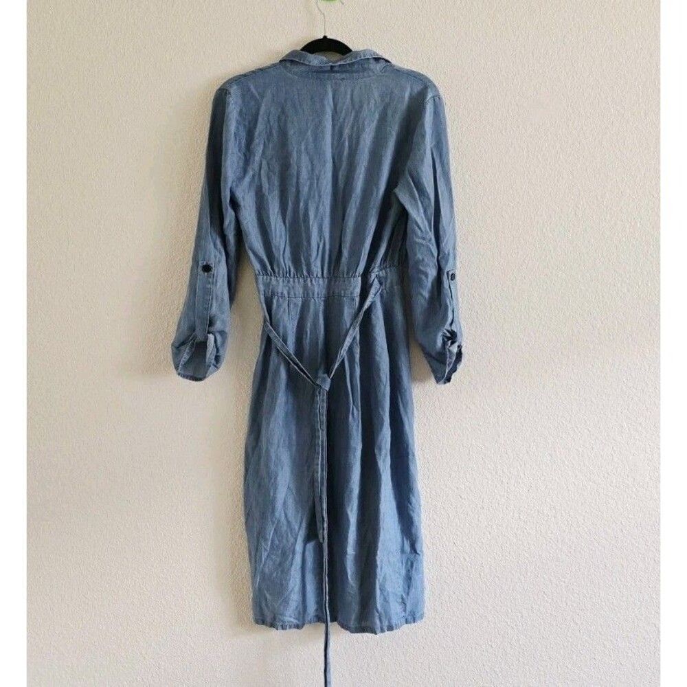Revolve Majorelle Wrap Chambray Roll Tab Long Sleeve Midi Dress Tencel Size S - Picture 5 of 9